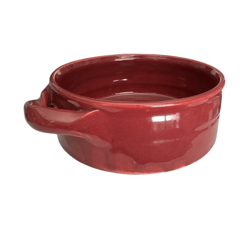 Vintage Signed Bear Pottery 7” Cherry Red Baking Pot - Picture 9 of 10